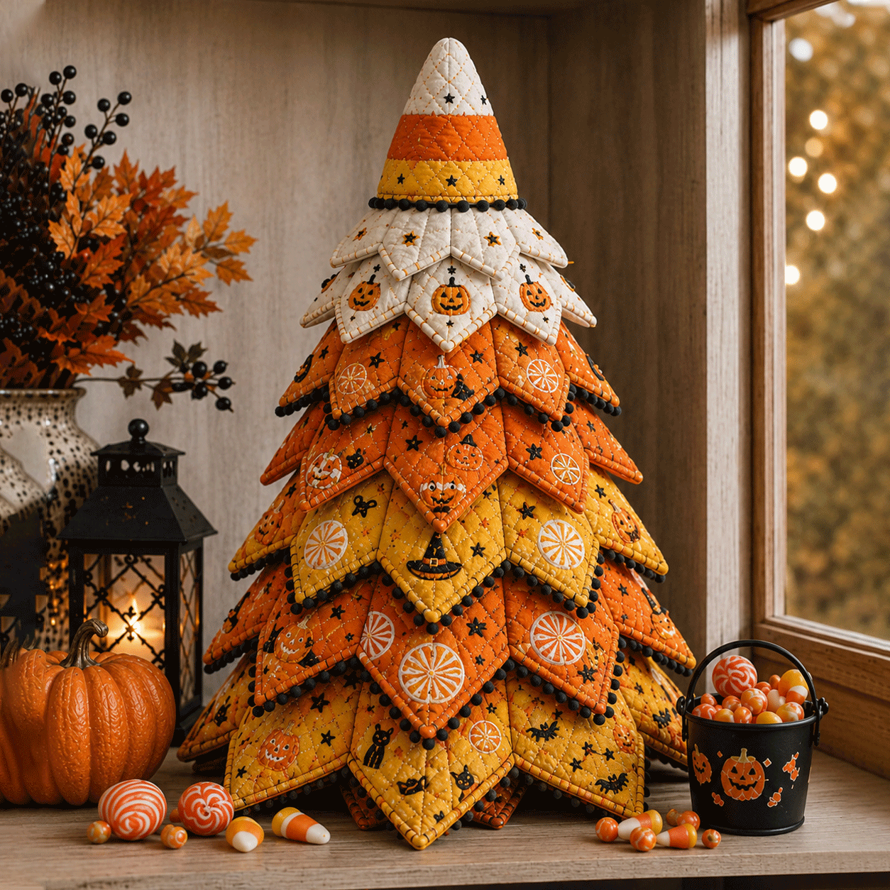 🎃🧵 DIY Halloween Quilted Fabric Tree Kit – Festive Halloween Countdown! 🎃✨