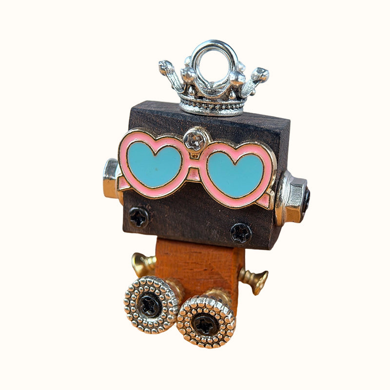 🤖 Handmade Original Cute Punk Robot Wooden Pendant