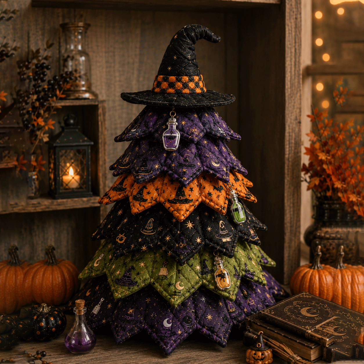 🎃🧵 DIY Halloween Quilted Fabric Tree Kit – Festive Halloween Countdown! 🎃✨