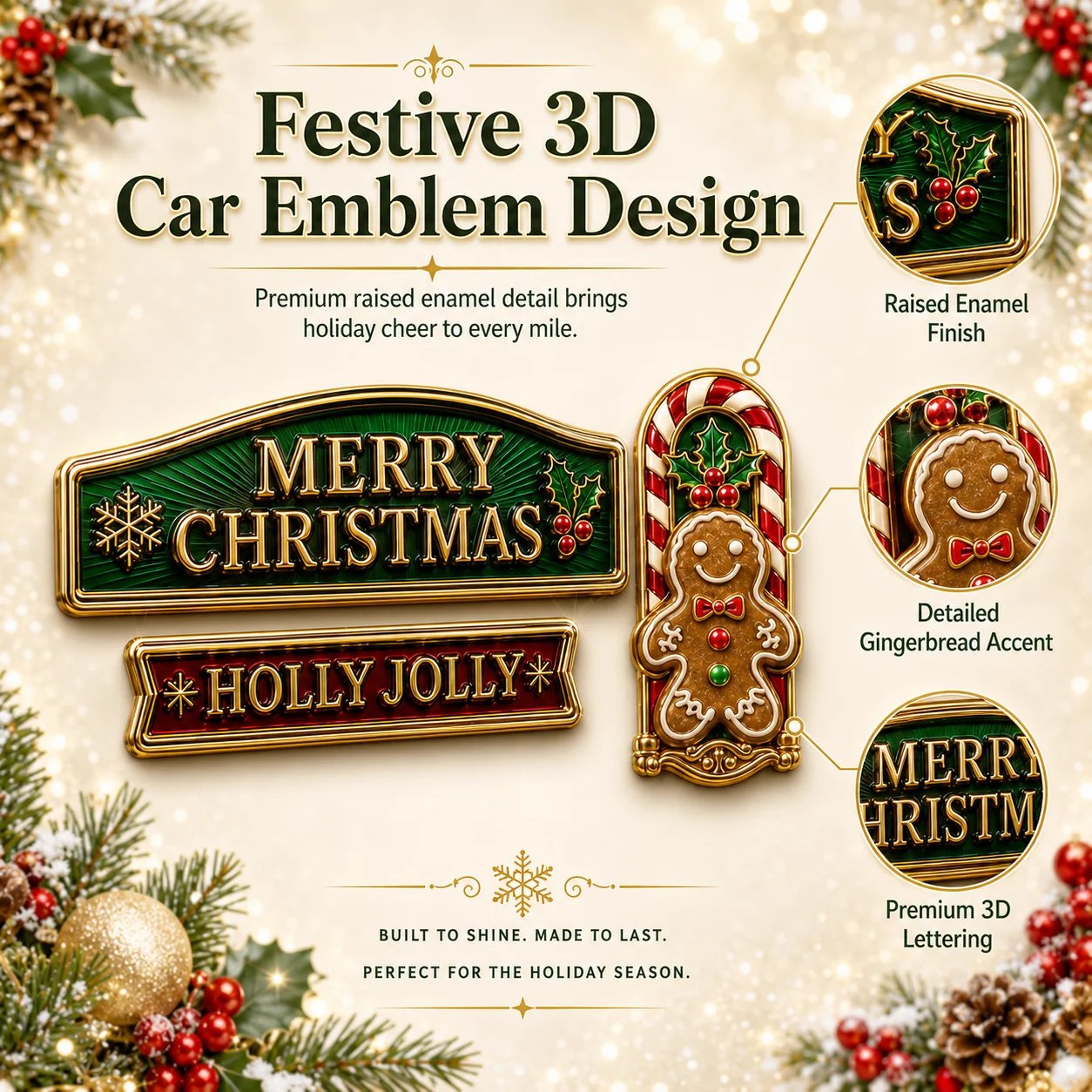 🔥 50K+ SOLD – 🎄Christmas Metal Car Emblem Set – Waterproof, 3D Alloy & Easy Stick! 🎅🚗✨