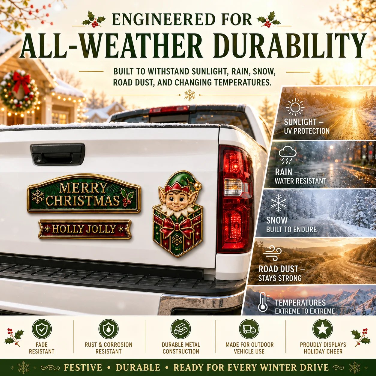 🔥 50K+ SOLD – 🎄Christmas Metal Car Emblem Set – Waterproof, 3D Alloy & Easy Stick! 🎅🚗✨