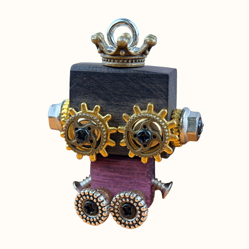 🤖 Handmade Original Cute Punk Robot Wooden Pendant