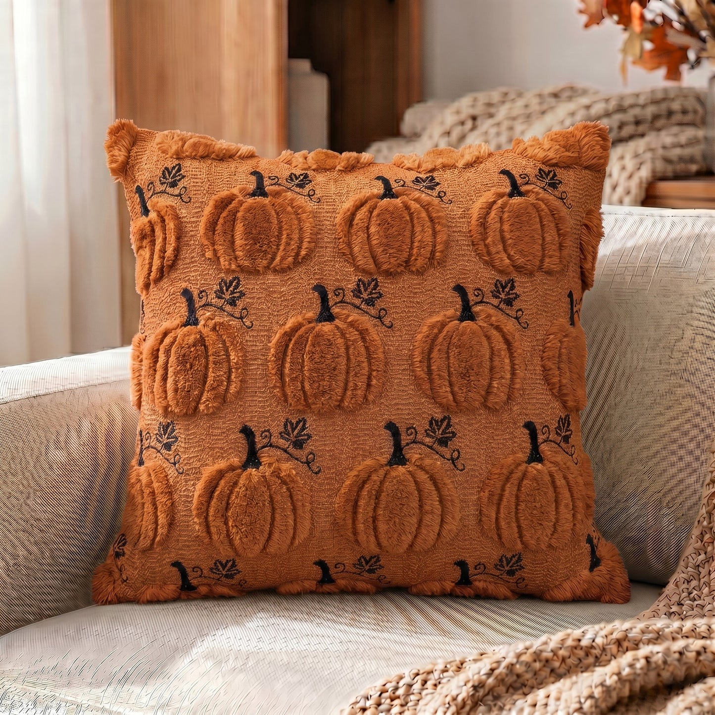 🎃3D Jacquard Pumpkin Pillow Covers – Instant Autumn Charm for Your Home! 🎃✨
