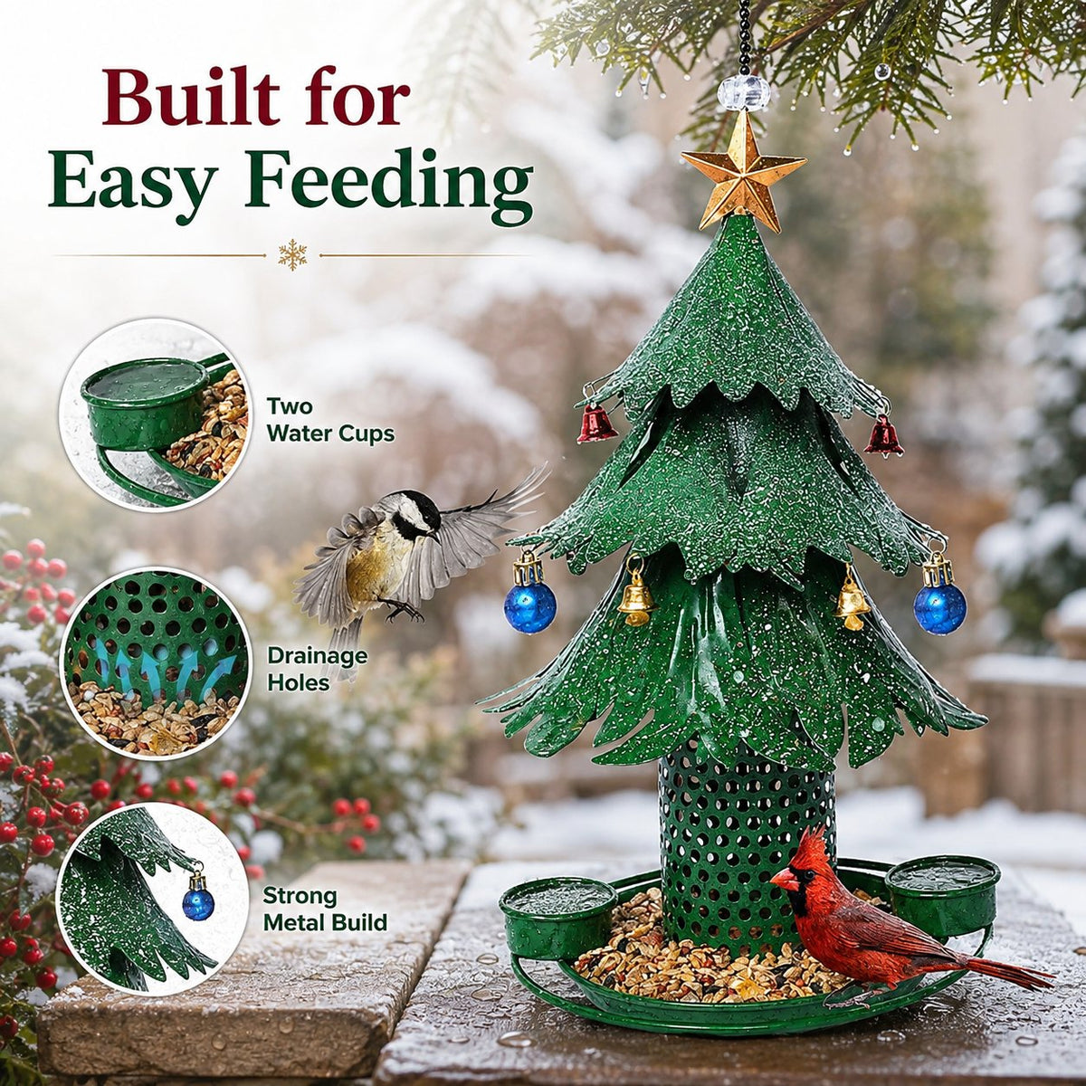 🎄 Christmas Tree Bird Feeder — Bring Magical Winter Wildlife to Your Window! ✨🕊️