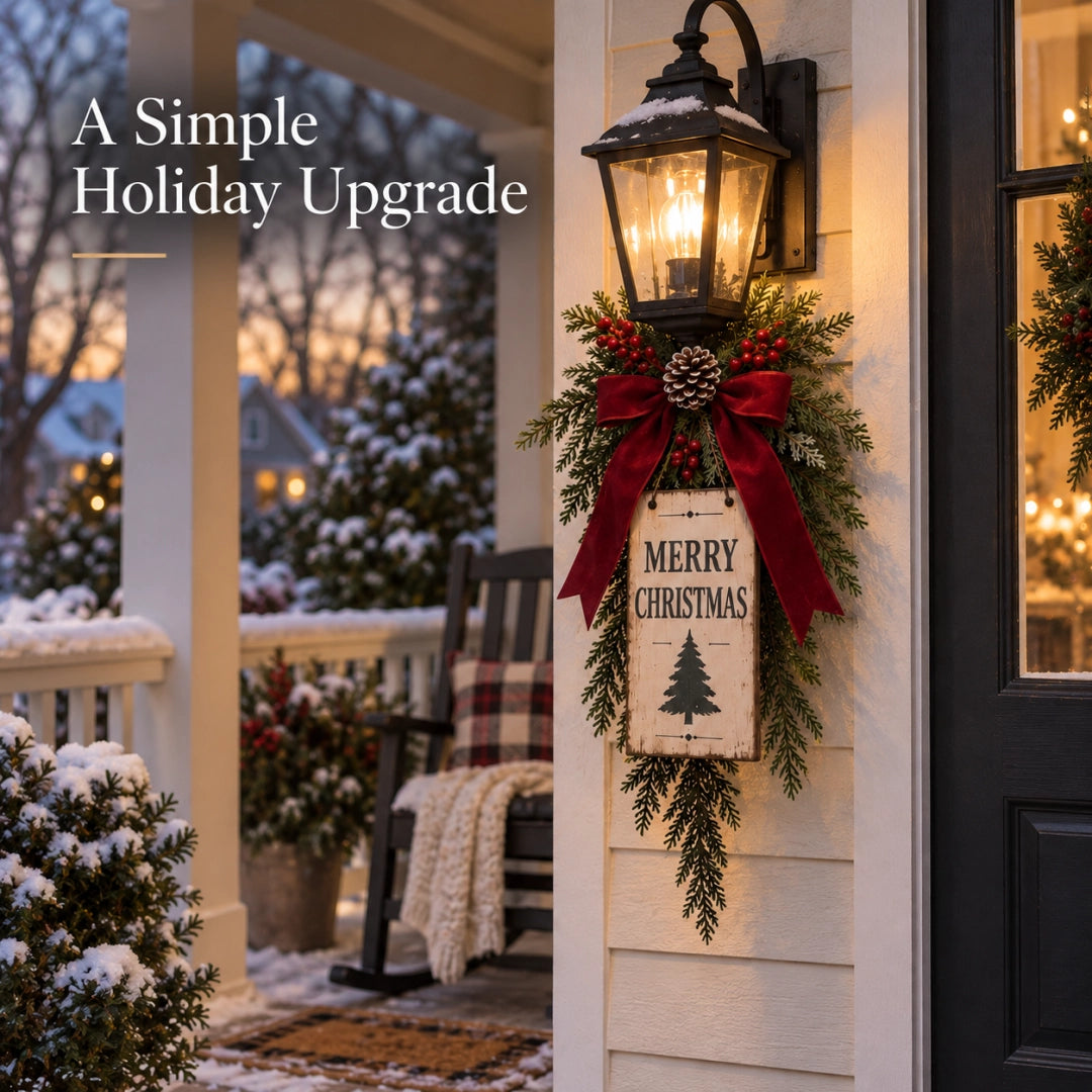 🎄🏮 Vintage Christmas Lantern Swag--make your entrance feel like Christmas again