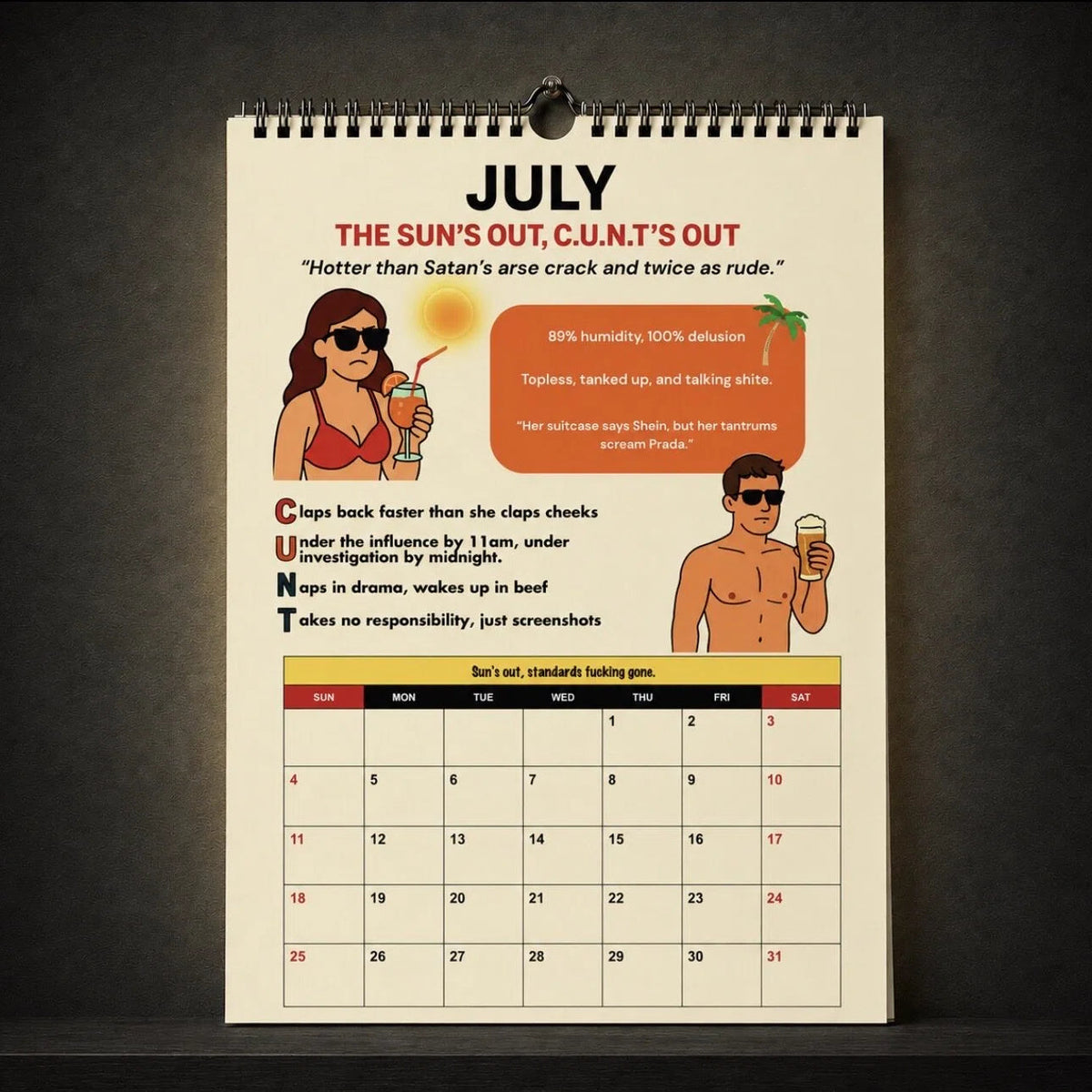 📅😂 2027 "C.U.N.T." Wall Calendar — 365 days of brutal honesty and unfiltered laughs