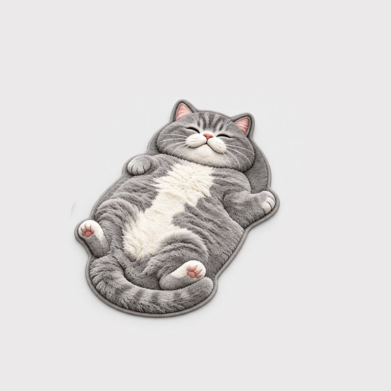 🐱 Cat-Shaped Absorbent Floor Mat – A Sleepy Cat Welcome for Your Doorway or Bedside