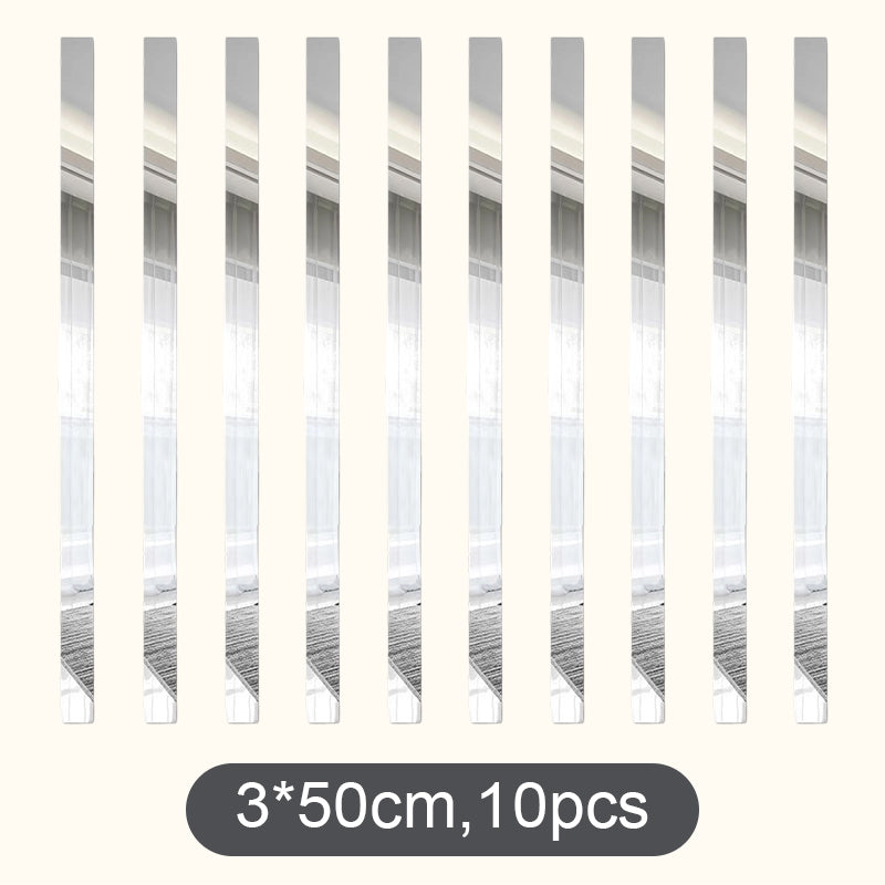 ✨ Long Strip Mirror Wall Stickers: Modern Peel-&-Stick Reflective Decor! 🪞