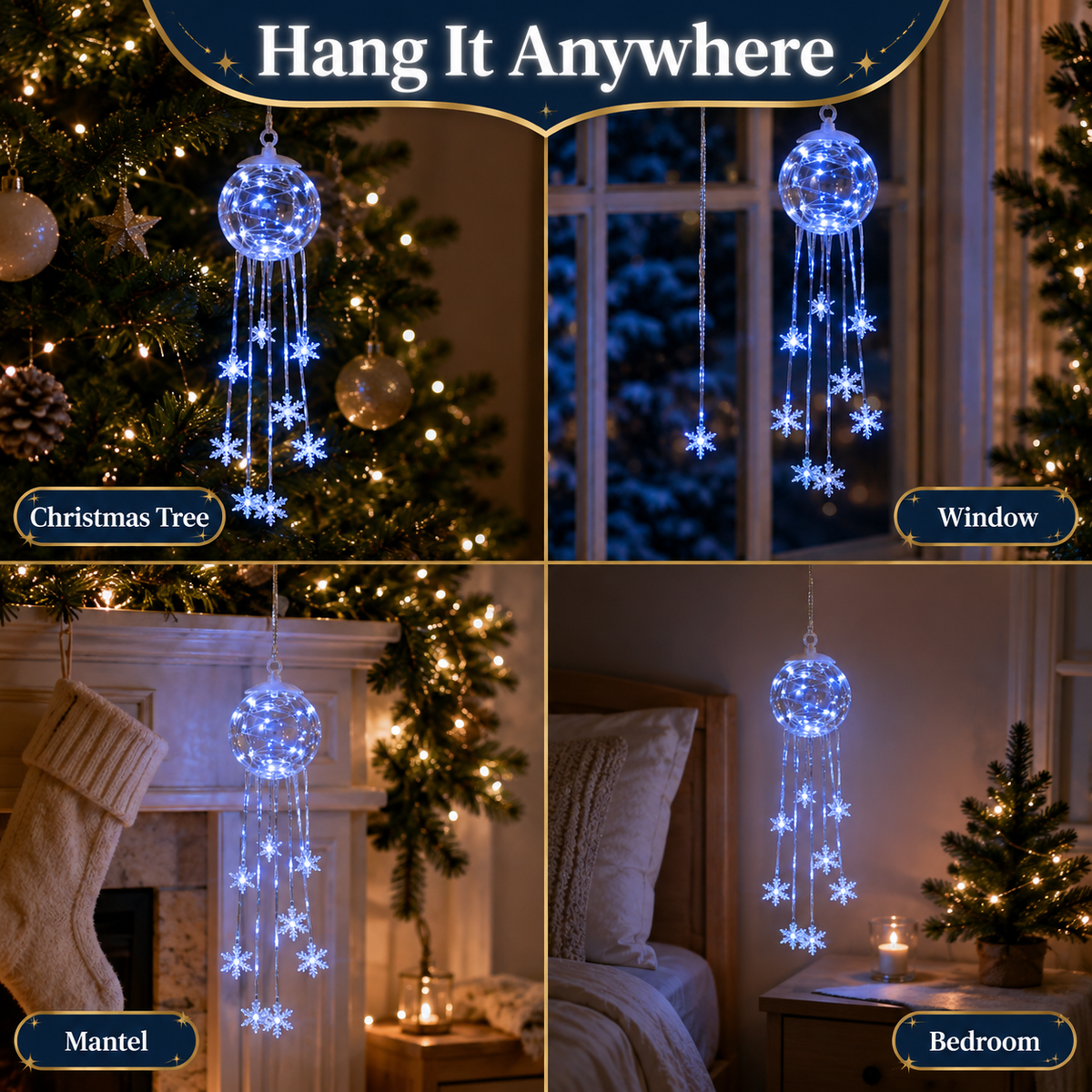 ❄️Winter Magic Snowflake Cascade – LED Hanging Christmas Ornament💎
