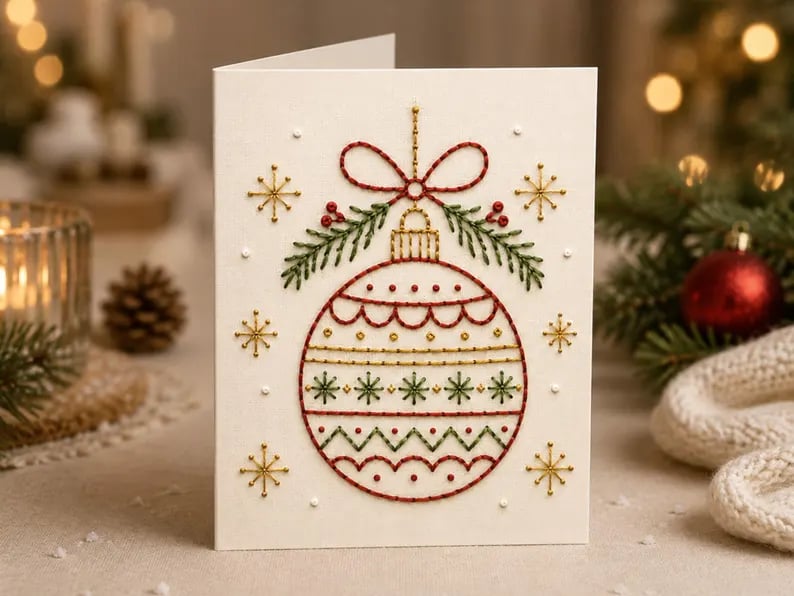 🎄 DIY Christmas Embroidery Card Kit--stitch your own heartfelt Christmas cards🩷