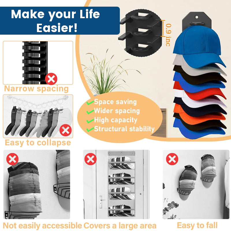 🧢 Hat Wall Storage Rack — Heavy-Duty Adhesive & Space-Saving Design! 🧢✨