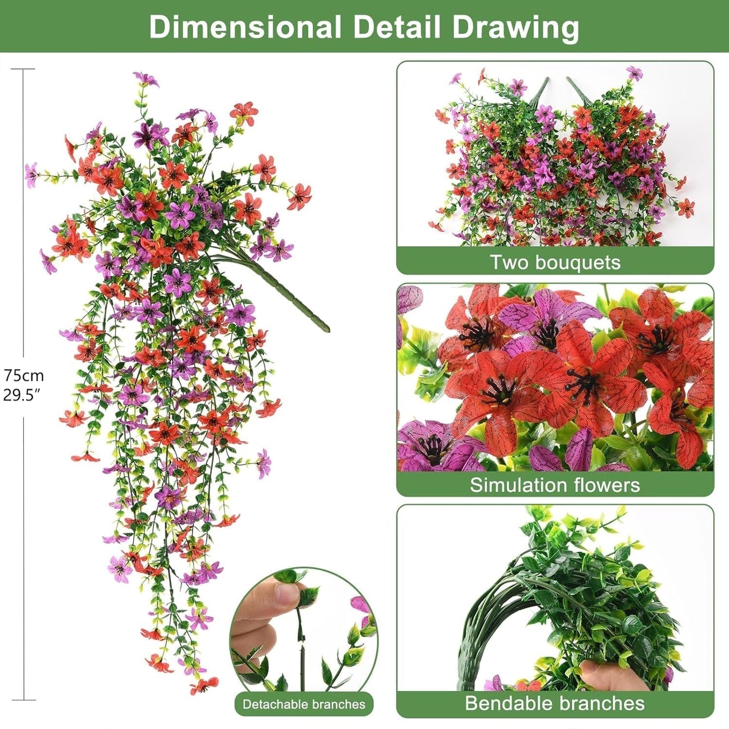 ✨ Buy 1 Get 1 Free ✨🌷Cascading Daisy and Eucalyptus Flowers for Outdoor – UV Resistan