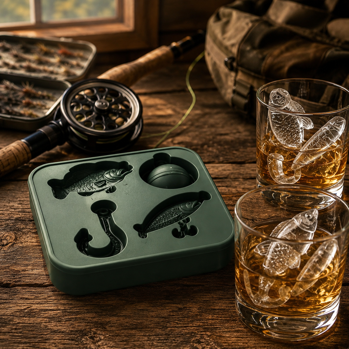 🎣🧊 Fishing-Themed Ice Mould – 4 Shapes (Fish, Bait, Hook & Float)