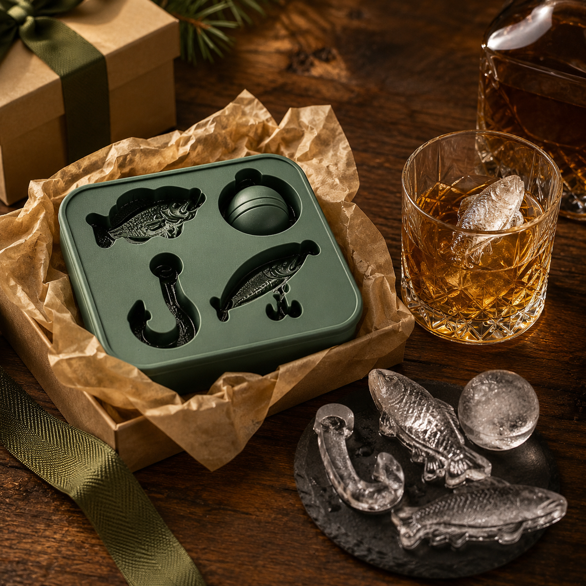 🎣🧊 Fishing-Themed Ice Mould – 4 Shapes (Fish, Bait, Hook & Float)