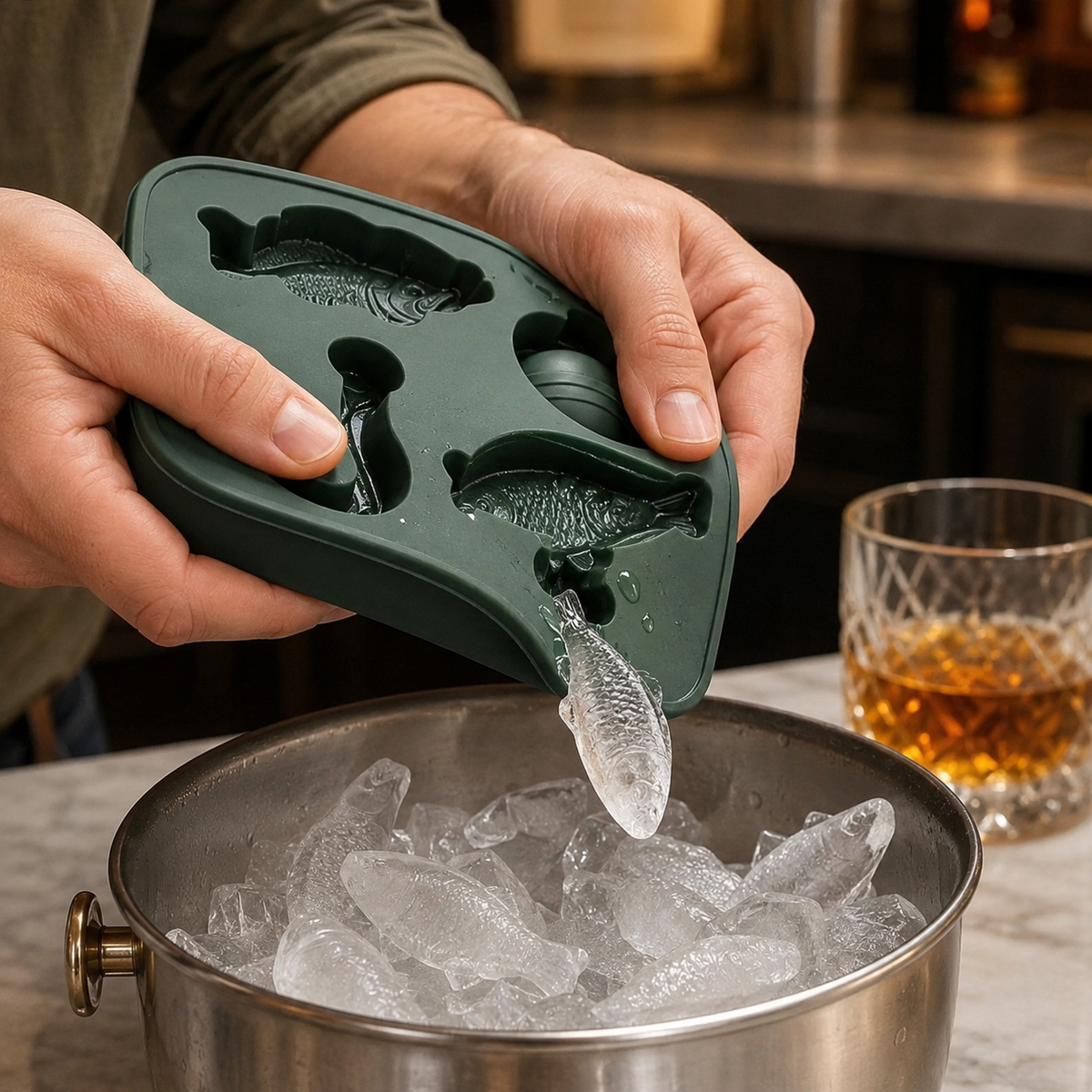 🎣🧊 Fishing-Themed Ice Mould – 4 Shapes (Fish, Bait, Hook & Float)