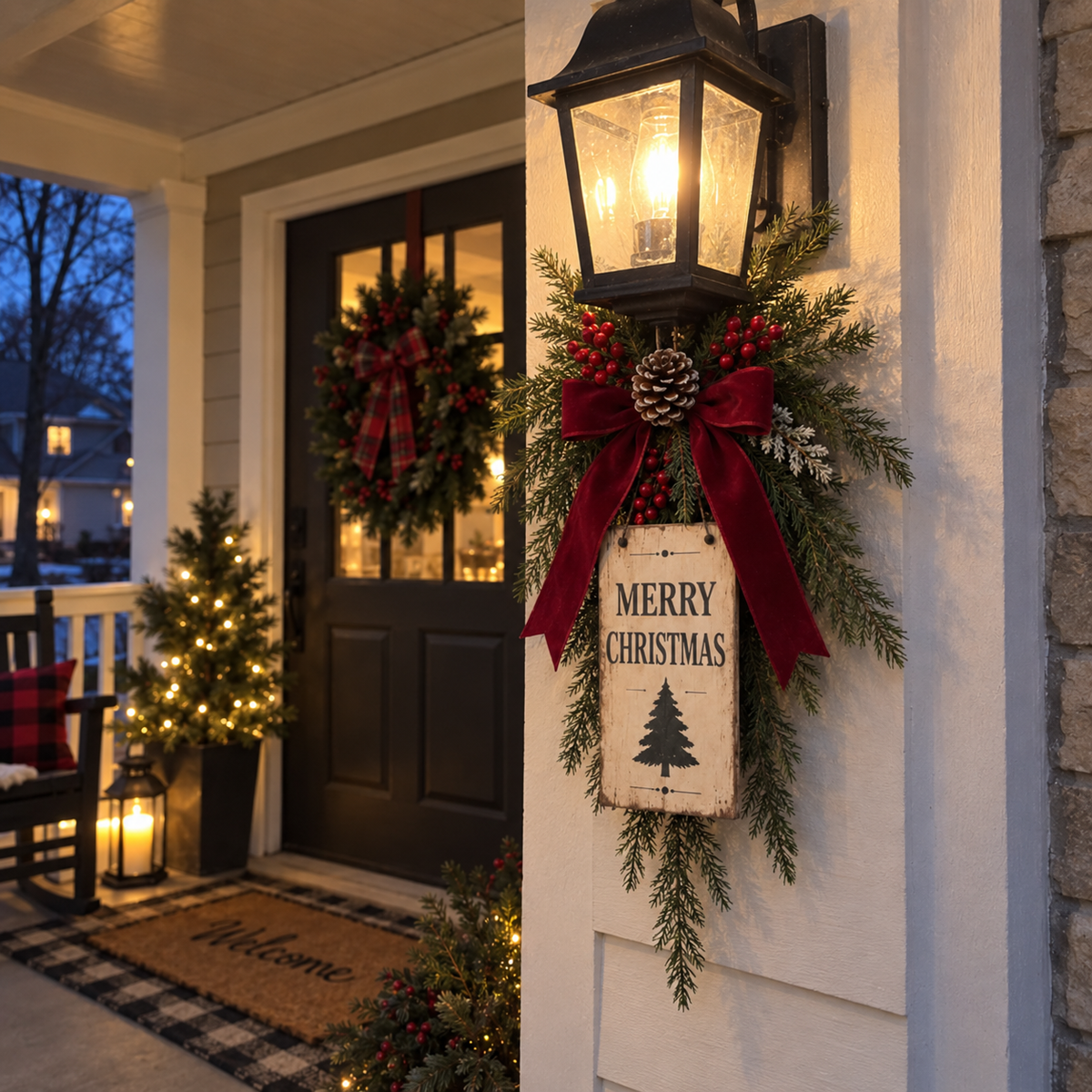 🎄🏮 Vintage Christmas Lantern Swag--make your entrance feel like Christmas again