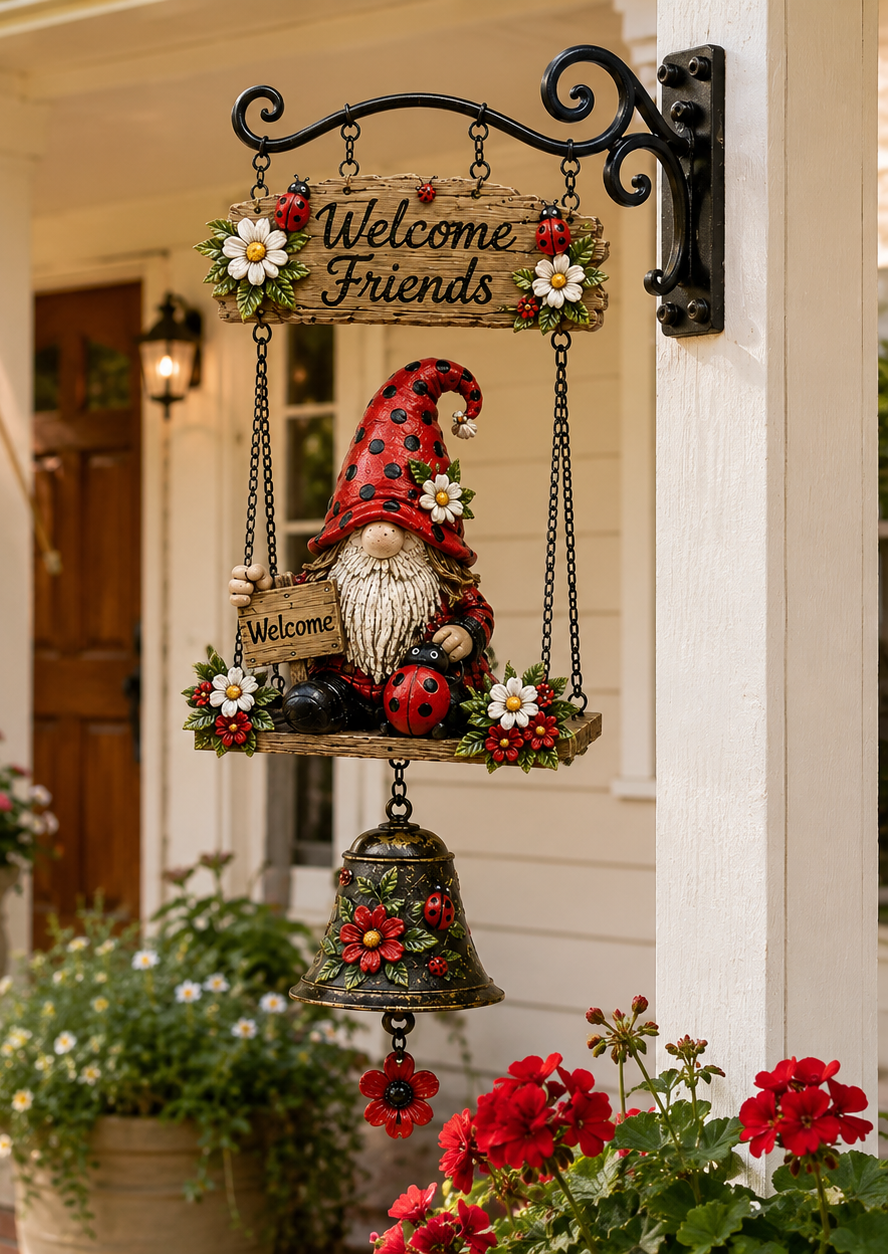 🔥Limited time 49% OFF – Rustic Garden Gnome Bell Outdoor Decor 🐞🌼