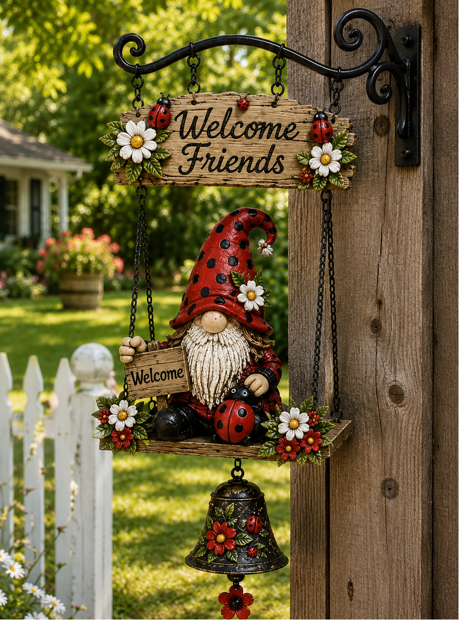🔥Limited time 49% OFF – Rustic Garden Gnome Bell Outdoor Decor 🐞🌼