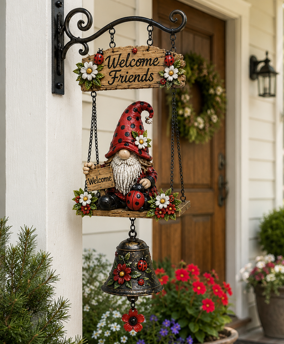🔥Limited time 49% OFF – Rustic Garden Gnome Bell Outdoor Decor 🐞🌼