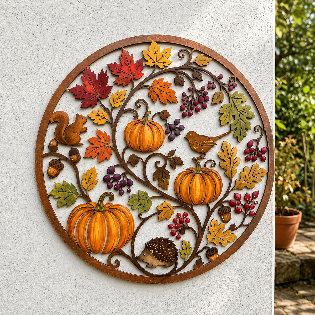 🍂🎃 Autumn Pumpkin & Animal Metal Sign — hang it up, and autumn arrives at your door