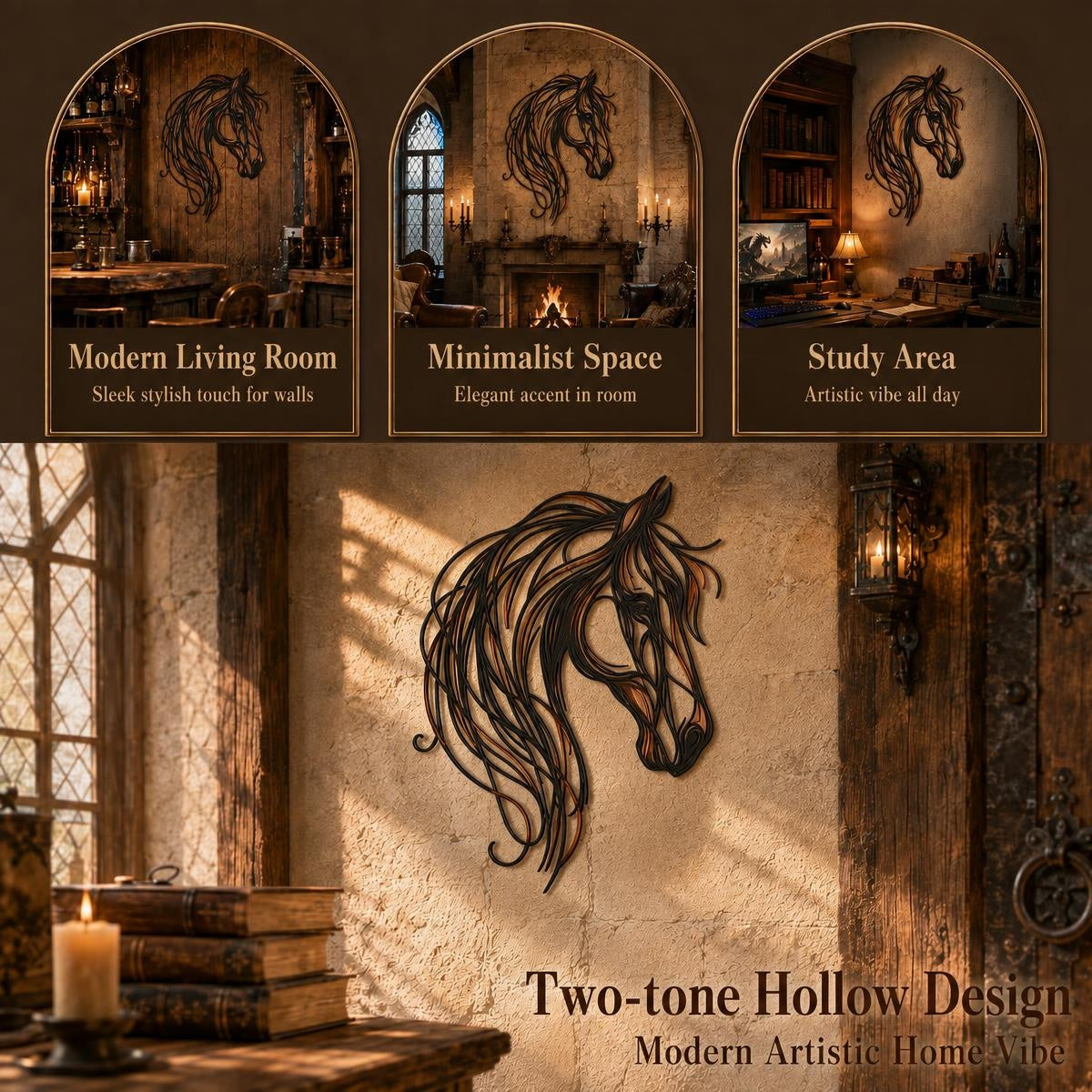 🐎Openwork metal wall art featuring a horse’s head-– Elegant Equestrian Grace for Your Wall
