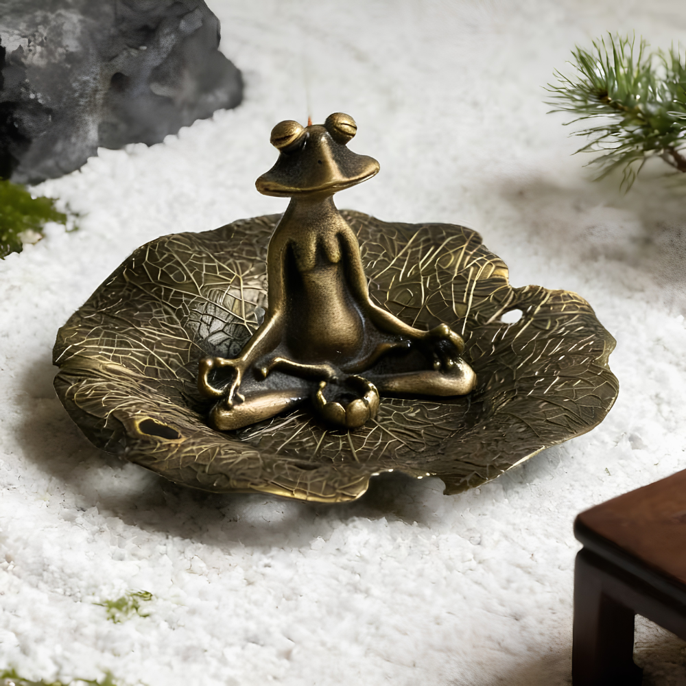 🐸 Antique Brass Zen Frog Incense Holder – A Little Calm, A Little Character