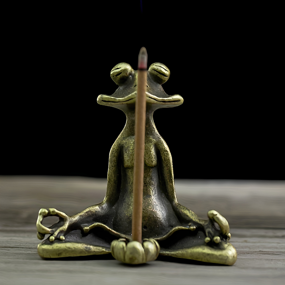 🐸 Antique Brass Zen Frog Incense Holder – A Little Calm, A Little Character