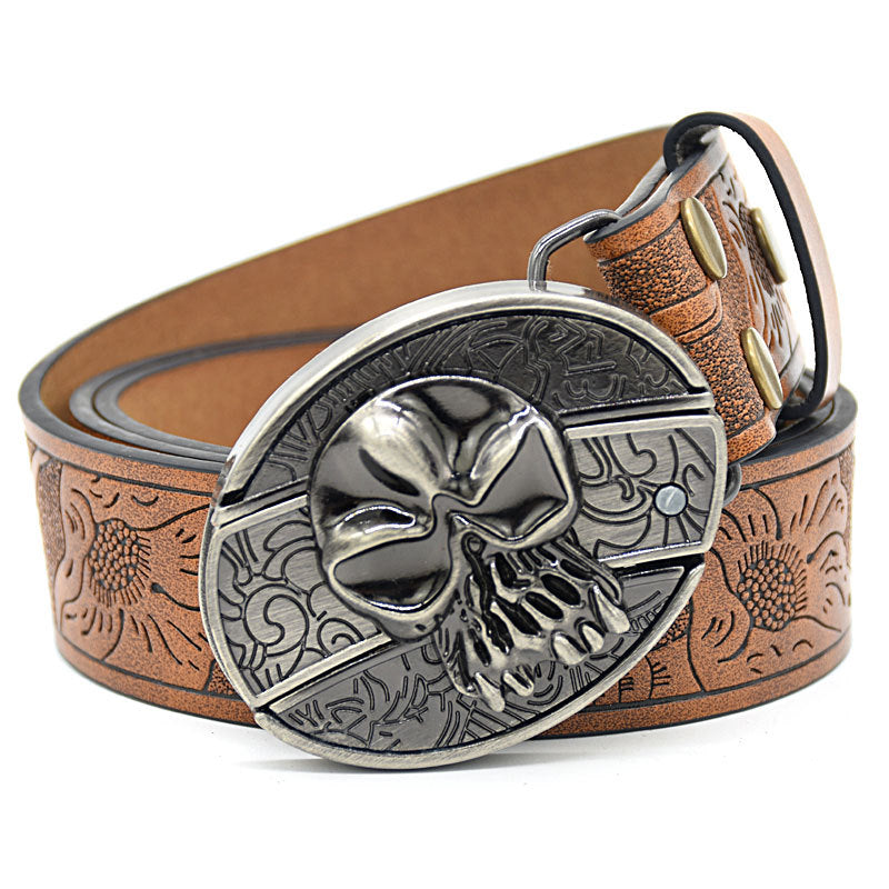 🤠 Embossed Tiger + Knife Buckle Belt ⚔️
