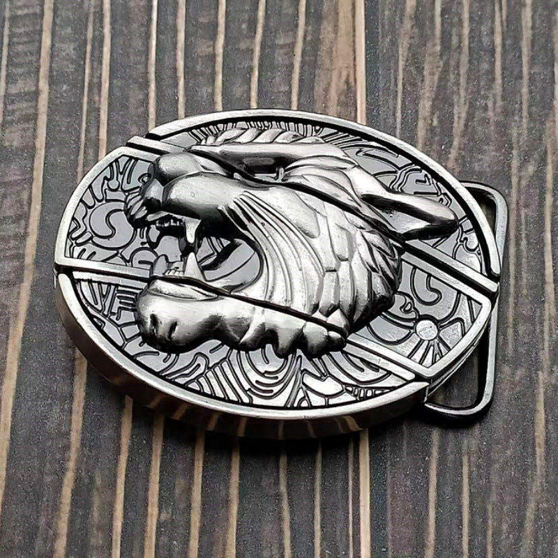 🤠 Embossed Tiger + Knife Buckle Belt ⚔️