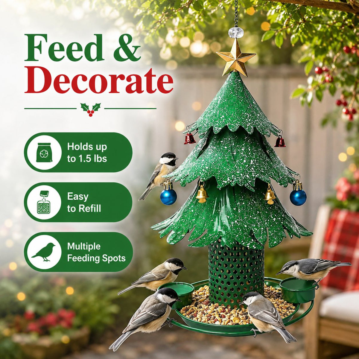 🎄 Christmas Tree Bird Feeder — Bring Magical Winter Wildlife to Your Window! ✨🕊️