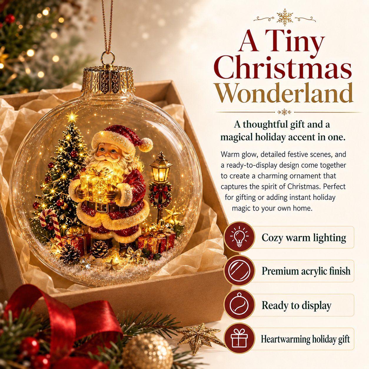 🎄 Illuminated Christmas Diorama Bauble — Instant Warm Glow & Festive Magic! ✨🕯️
