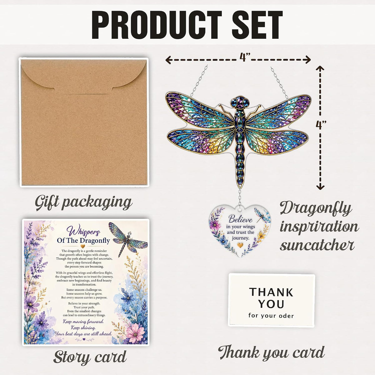 🌈 Inspirational Acrylic Faux Stained-Glass Suncatcher — Window Hanging Decor with Story Card & Gift Box