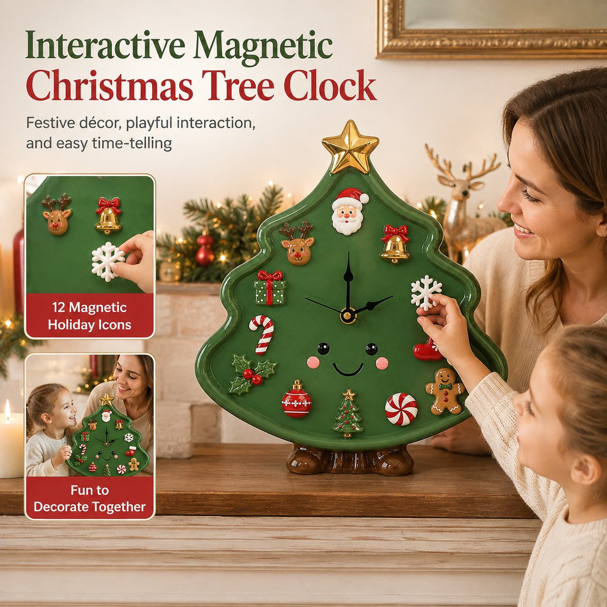 🎄 Interactive Magnetic Christmas Tree Clock — Creative Holiday Decor Kids Can Actually Play With! ✨🕰️