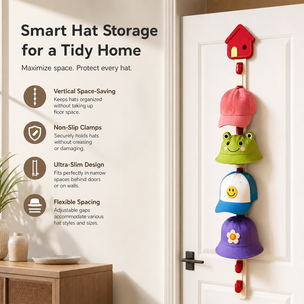 🧢✨ Hat Organizer Clip Rack