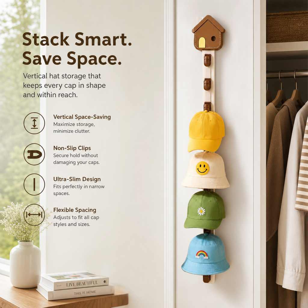 🧢✨ Hat Organizer Clip Rack