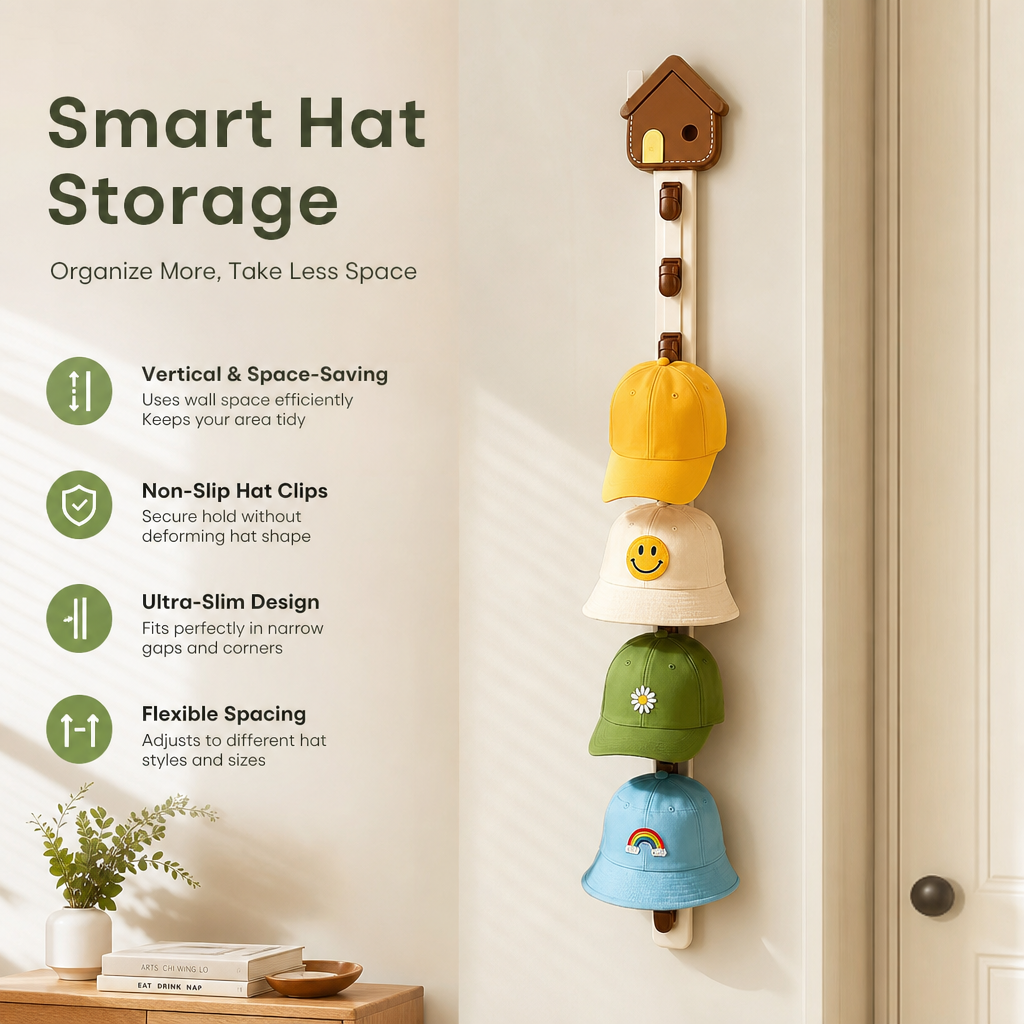 🧢✨ Hat Organizer Clip Rack