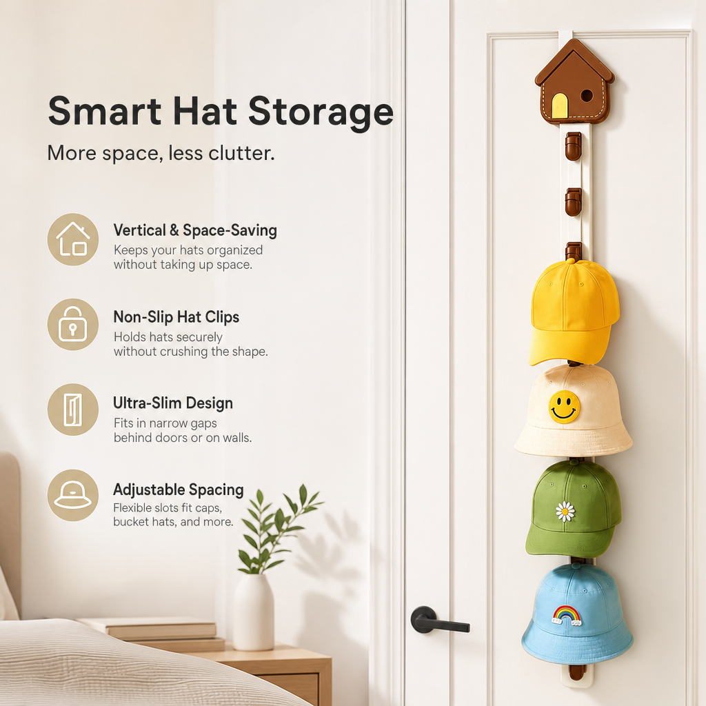 🧢✨ Hat Organizer Clip Rack