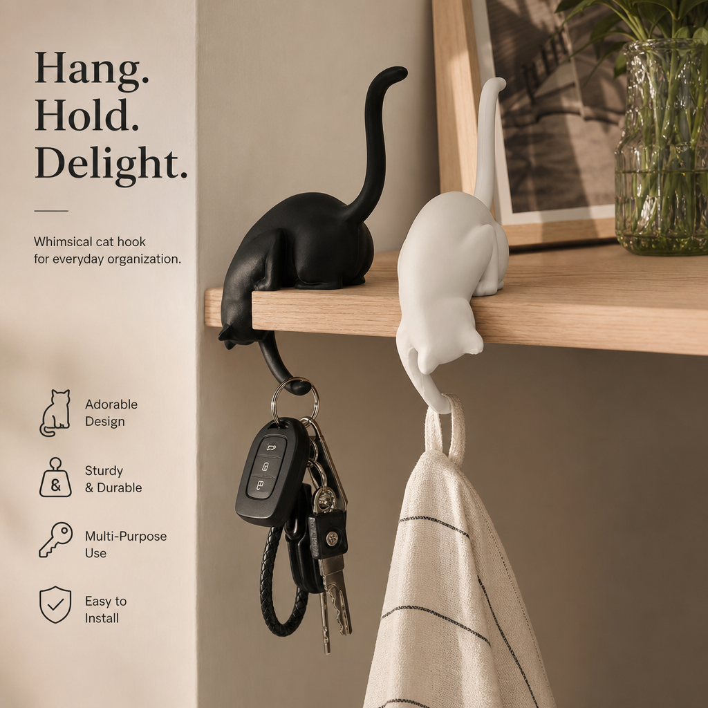 🐈Creative Black Cat Tail Key Holder Hanging Hook For Home Decoration