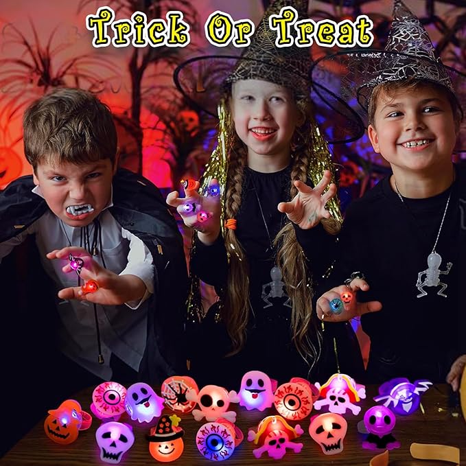 🎁50-Piece Halloween LED Light-Up Ring Set – The Ultimate Glowing Party Treat! 🎃✨