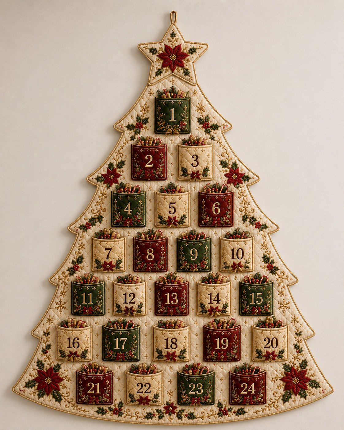 🧵🎄DIY 24-Pocket Fabric Christmas Advent Tree Kit— Craft Your Own Family Keepsake! ✨
