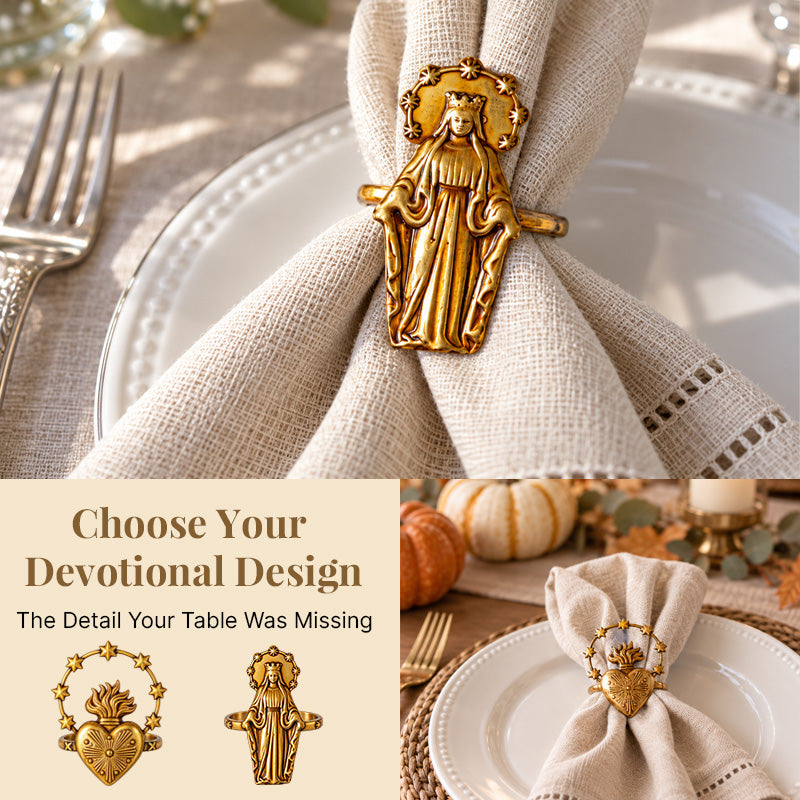 ✝️🕊️ Sacred Heart Religious Napkin Ring--a reverent finishing touch for every place setting