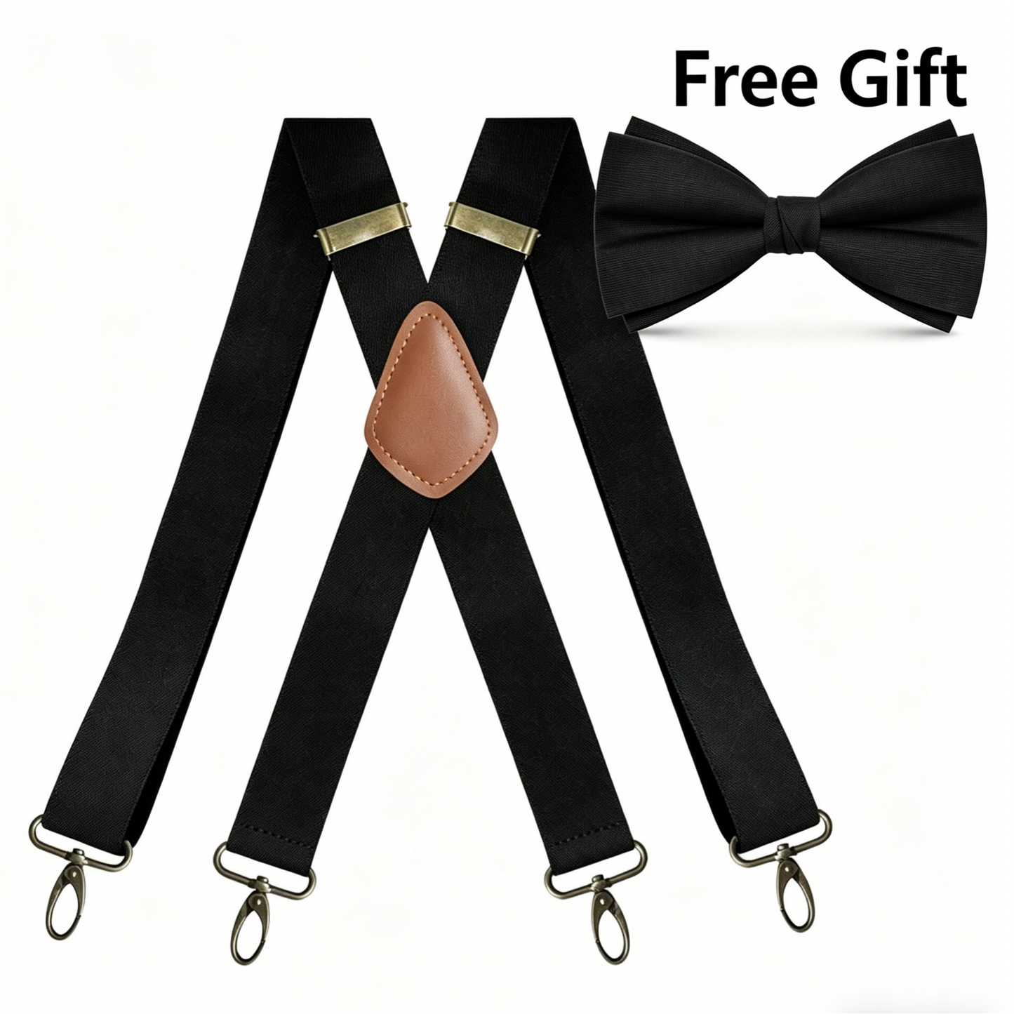 🎩 Complete your style: Classic suspenders + FREE Bow tie! 🎁