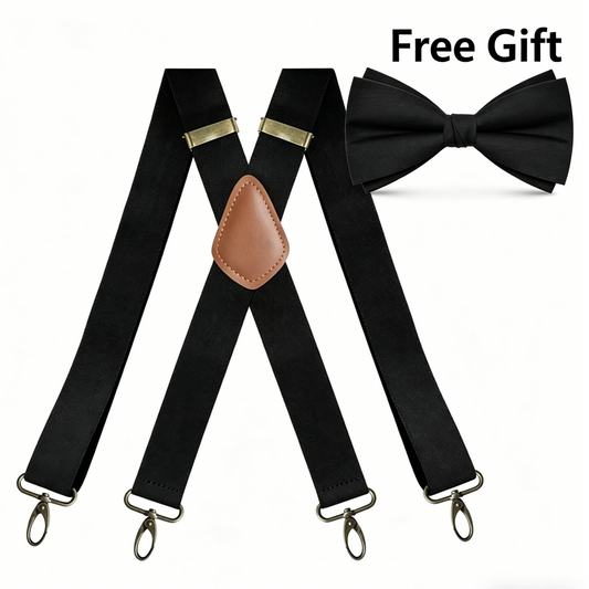 🎩 Complete your style: Classic suspenders + FREE Bow tie! 🎁