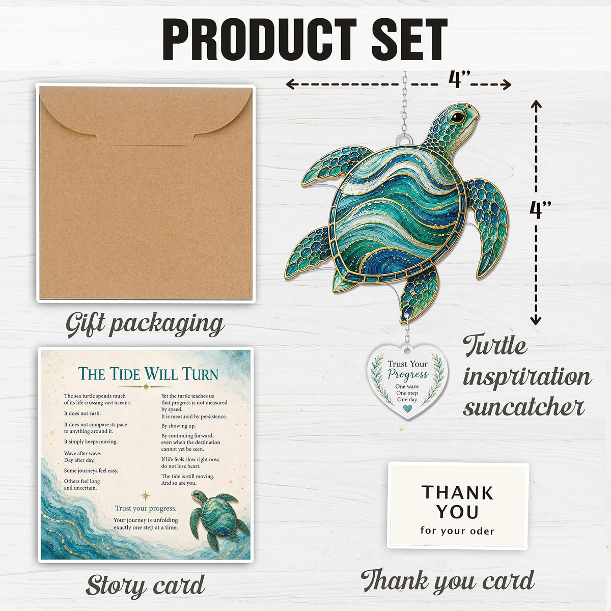 🌈 Inspirational Acrylic Faux Stained-Glass Suncatcher — Window Hanging Decor with Story Card & Gift Box