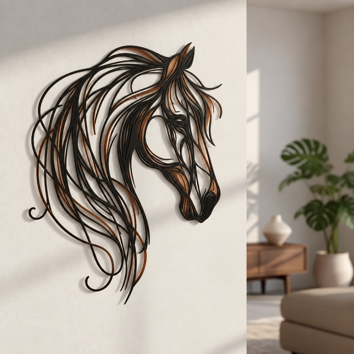 🐎Openwork metal wall art featuring a horse’s head-– Elegant Equestrian Grace for Your Wall