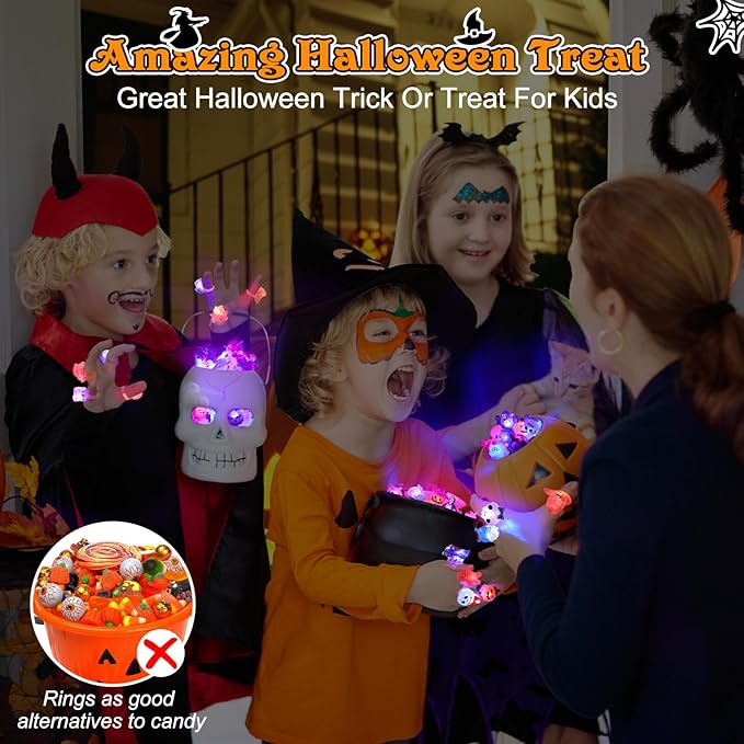 🎁50-Piece Halloween LED Light-Up Ring Set – The Ultimate Glowing Party Treat! 🎃✨