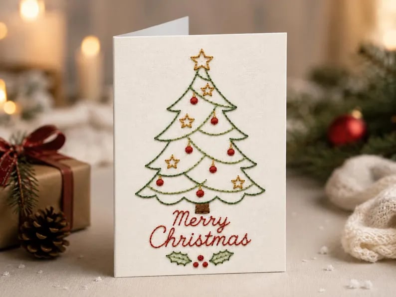 🎄 DIY Christmas Embroidery Card Kit--stitch your own heartfelt Christmas cards🩷