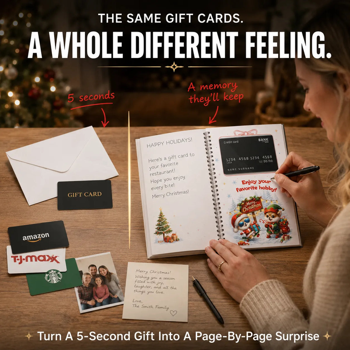 🎄📖 12-Page Gift Card Album-Turn Gift Cards Into a Christmas Surprise Experience