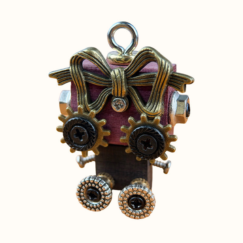 🤖 Handmade Original Cute Punk Robot Wooden Pendant
