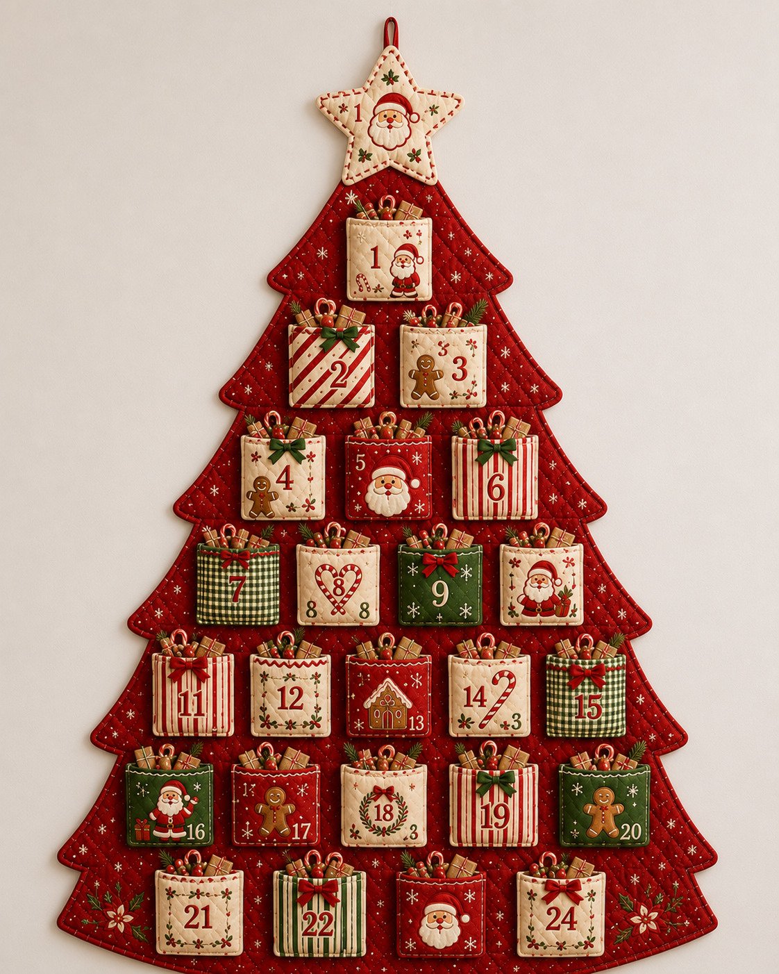 🧵🎄DIY 24-Pocket Fabric Christmas Advent Tree Kit— Craft Your Own Family Keepsake! ✨